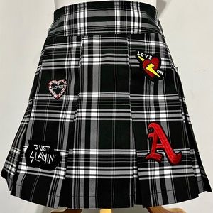 VARSITY Black & White Plaid Mini Skirt Juniors Size Medium (7-9)
